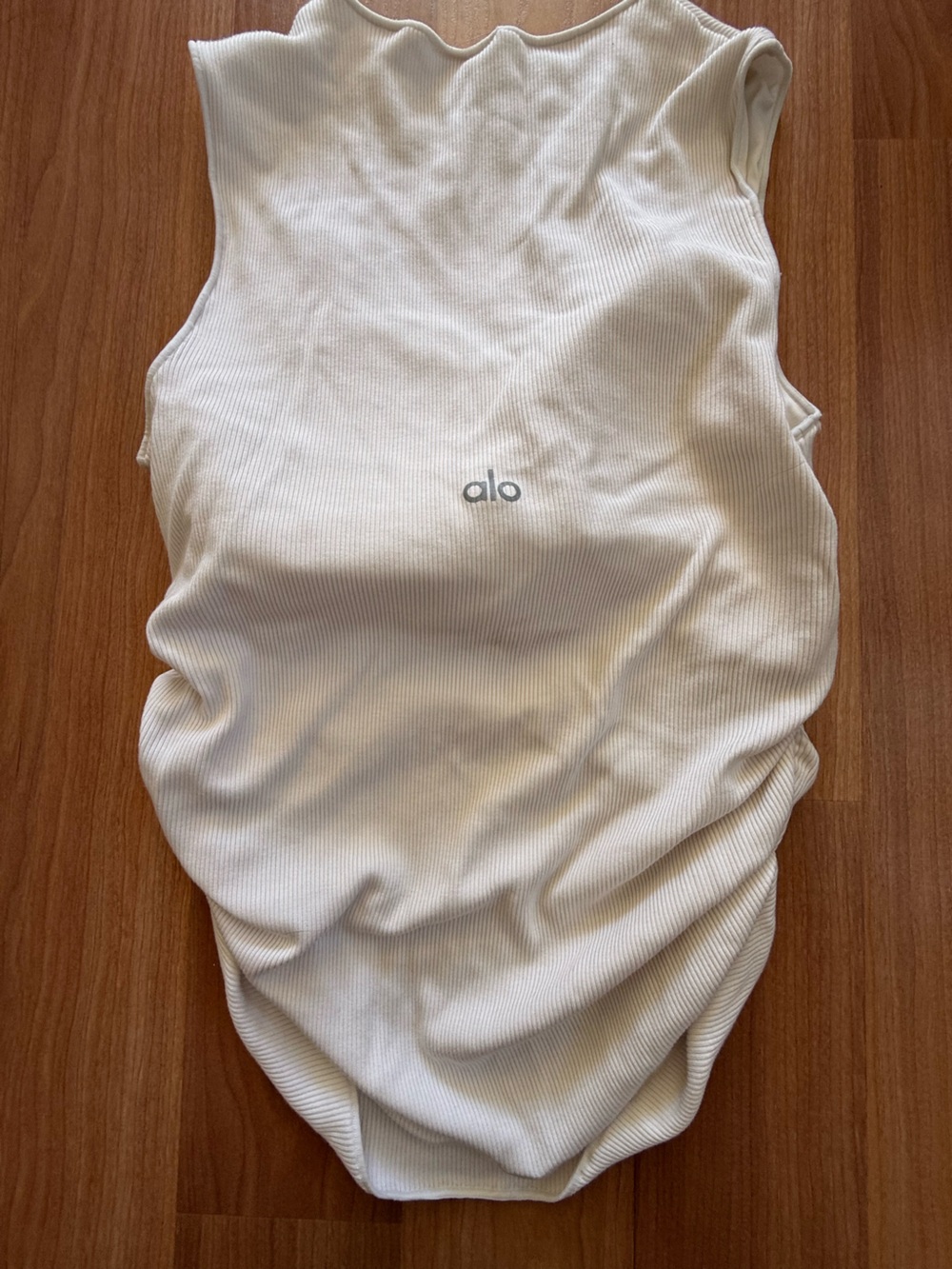 alo ribbed en point tank ivory small - Picture 4 of 5
